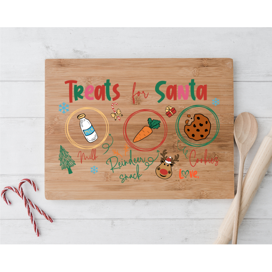 UV DTF Santa Trays Decal Sized 10x12 Multi-Colored Treats For Santa