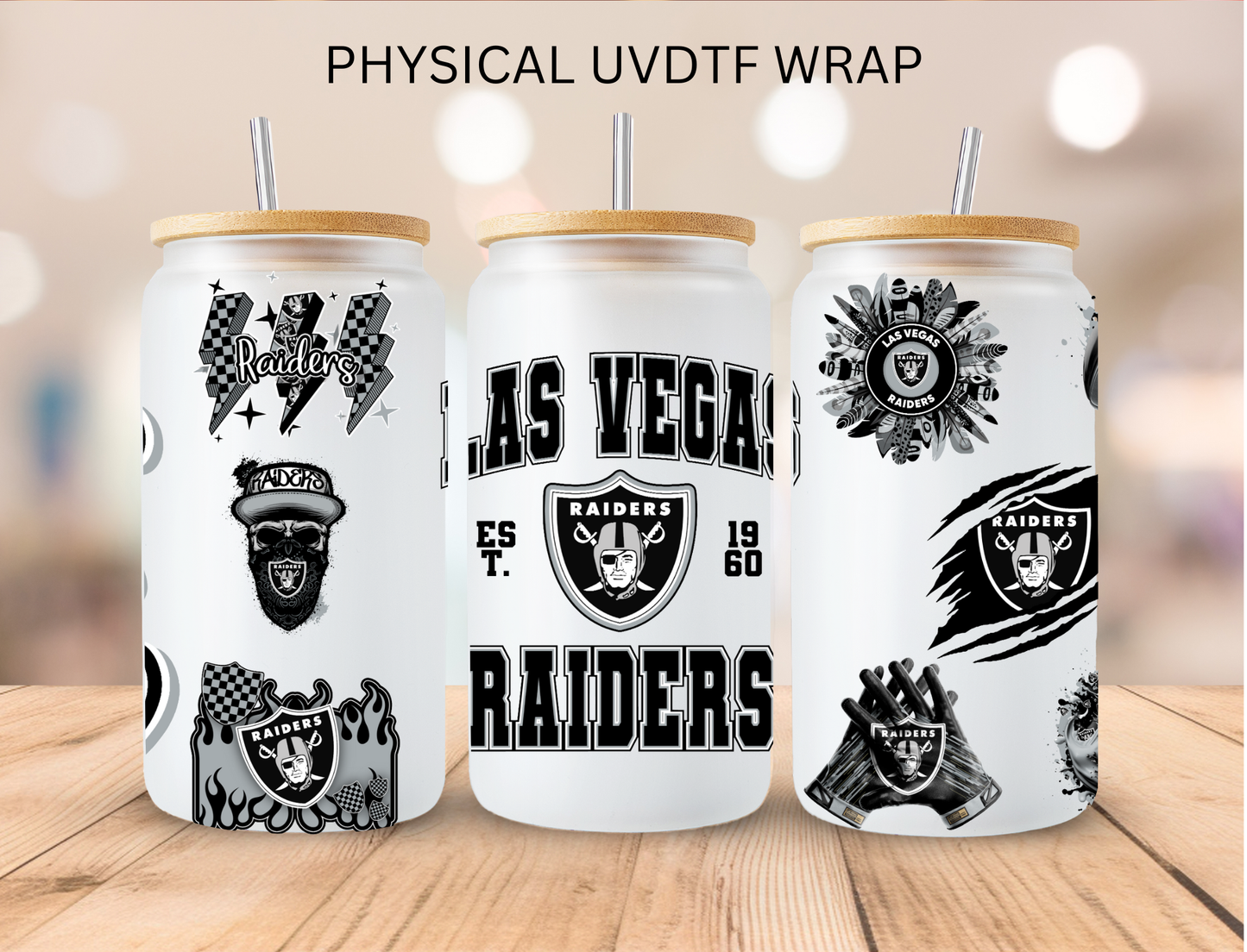 Raiders NFL Team - 16 oz / 20 oz Libby UV DTF Wrap