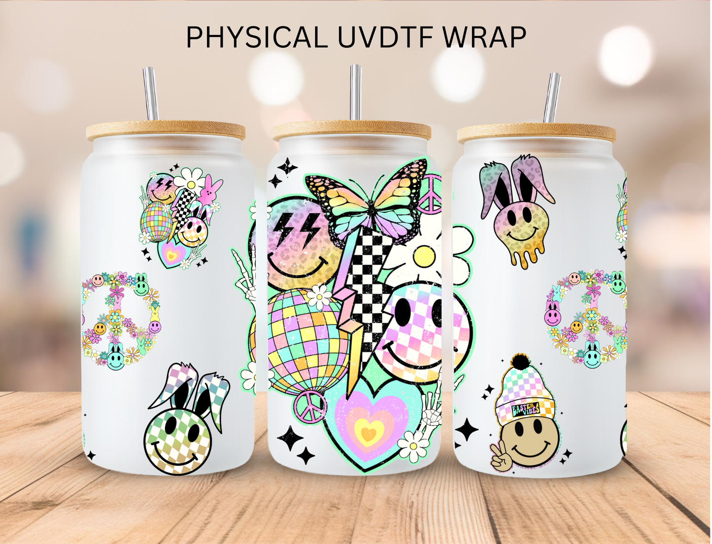 Easter Pastel Retro Bolt - 16 oz / 20 oz Libby UV DTF