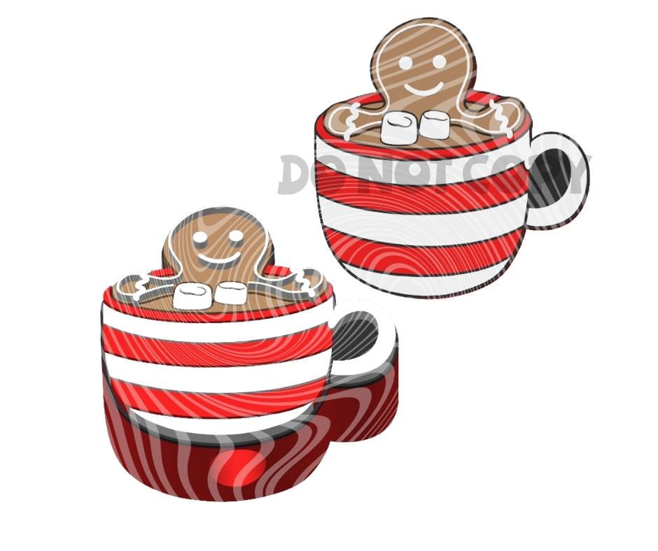 Christmas Gingerbread Hot Cocoa Mug - 3D Printed Straw Topper