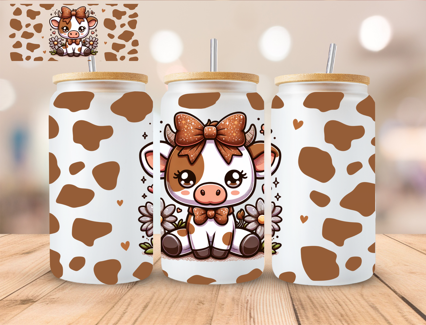 Brown Cow - 16 oz / 20 oz Libby UV DTF Wrap