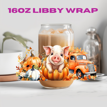 Fall Autumn Animal Truck Friends Collection - 16 oz / 20 oz Libby UV DTF Wrap