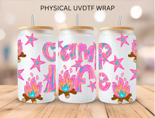 Pink Camp Life - 16 oz / 20 oz Libby UV DTF Wrap