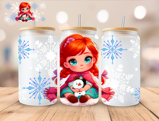 Baby Snowman Princess - 16 oz / 20 oz Libby UV DTF Wrap