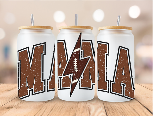 Mama Football Bolt Sports - 16 oz / 20 oz Libby UV DTF Wrap