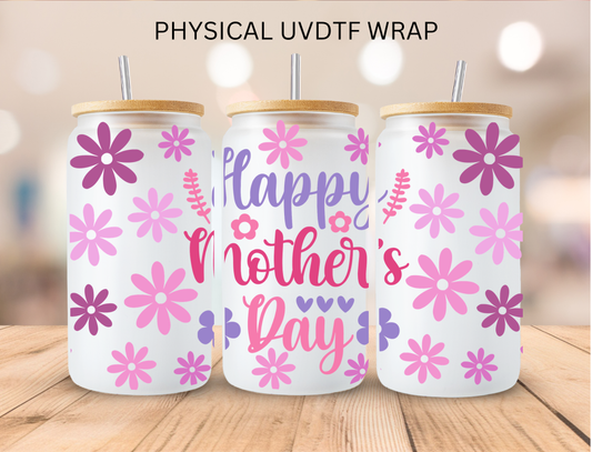 Colorful Happy Mothers Day - 16 oz / 20 oz Libby UV DTF Wrap