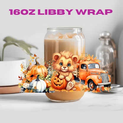 Fall Autumn Animal Truck Friends Collection - 16 oz / 20 oz Libby UV DTF Wrap