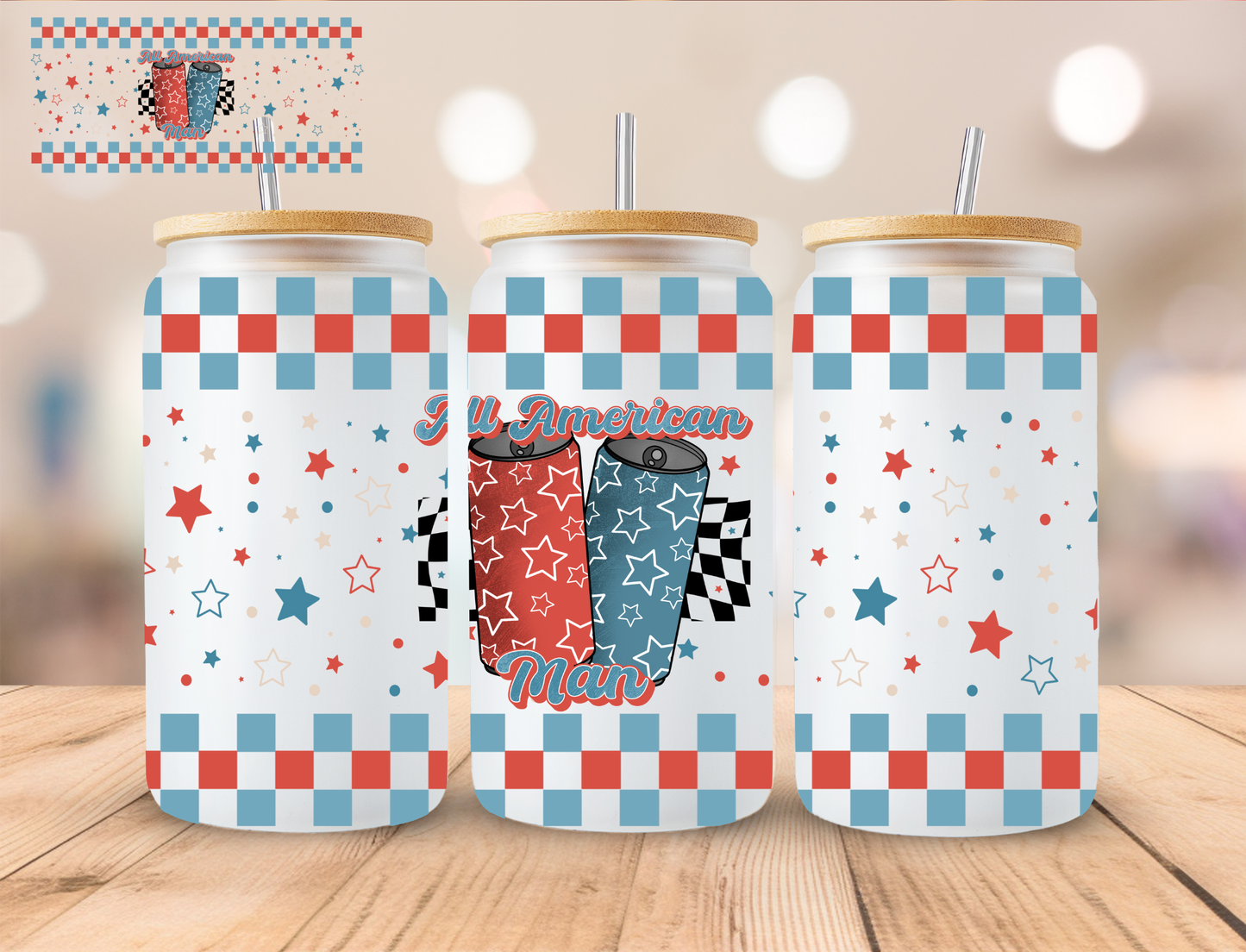 All American Man - 16 oz / 20 oz Libby UV DTF Wrap