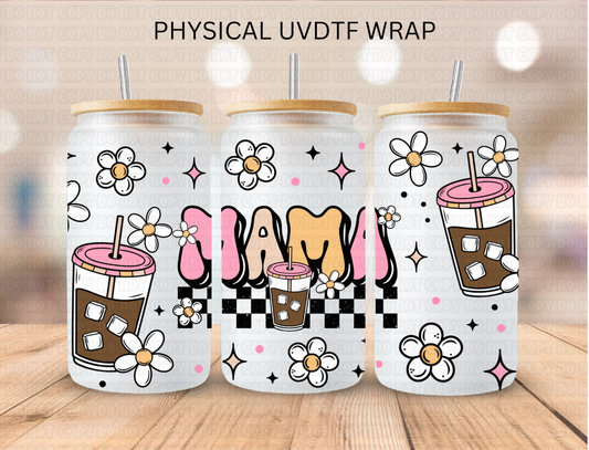 Checkered Mama Coffee - 16 oz / 20 oz Libby UV DTF Wrap