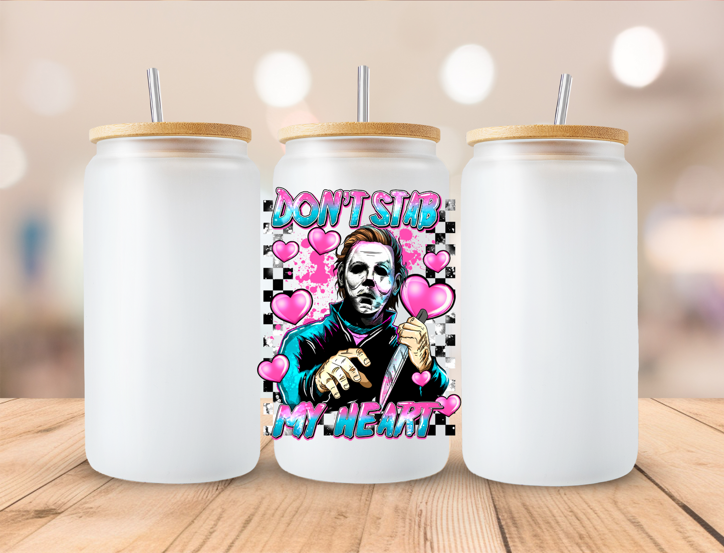 Valentines Horror Checkered Don't Stab My Heart - UVDTF Decals EXCLUSIVE DESIGN