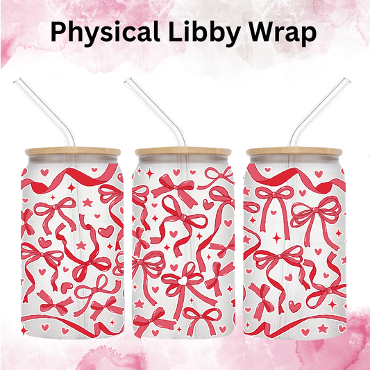 Valentines Red Coquette Bows - 16 oz / 20 oz Libby UV DTF