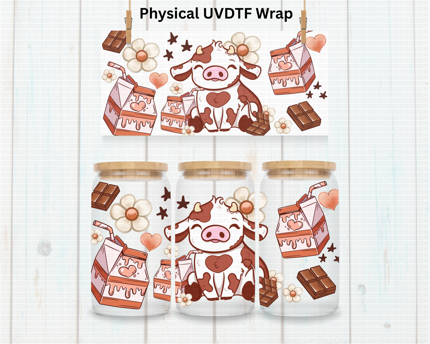 Chocolate Milk Carton And Cow - 16 oz / 20 oz Libby UV DTF