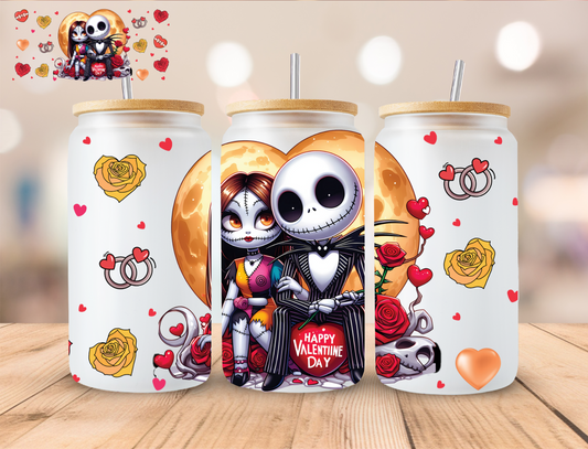 Skeleton Couple Heart Moon - 16 oz / 20 oz Libby UV DTF Wrap EXCLUSIVE DESIGN