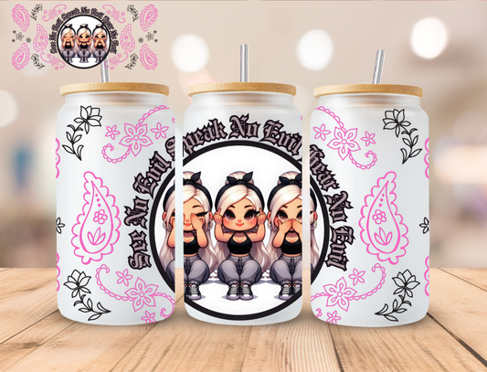 Speak No Evil Blonde - 16 oz / 20 oz Libby UV DTF Wrap