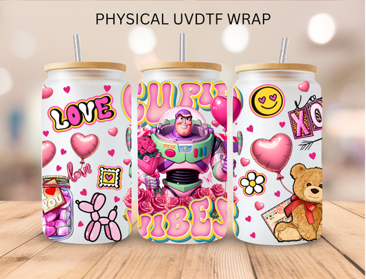 Valentines Cupid Vibes Space Guy - 16 oz / 20 oz Libby UV DTF