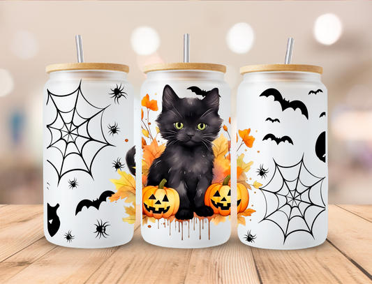 Halloween Cat - 16oz Libby UV DTF Wrap