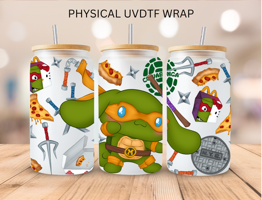 Orange Kitty Fighting Ninja - 16 oz / 20 oz Libby UV DTF Wrap