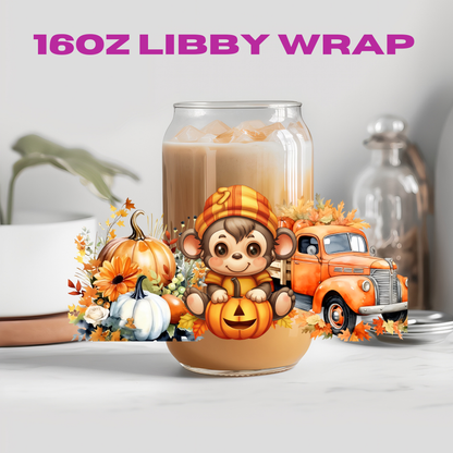 Fall Autumn Animal Truck Friends Collection - 16 oz / 20 oz Libby UV DTF Wrap