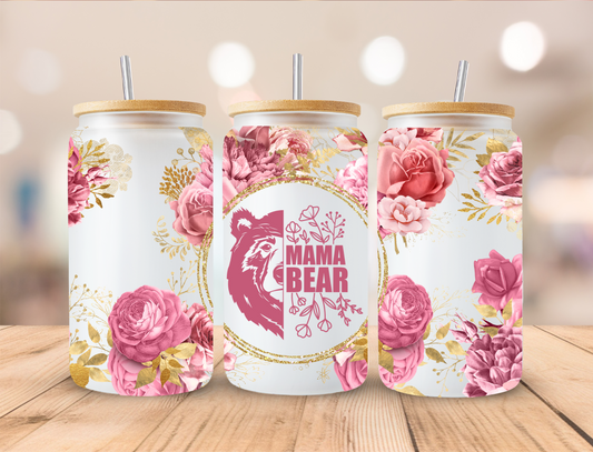 Floral Mama Bear Mothers Day- Libby UV DTF Wrap EXCLUSIVE DESIGNED