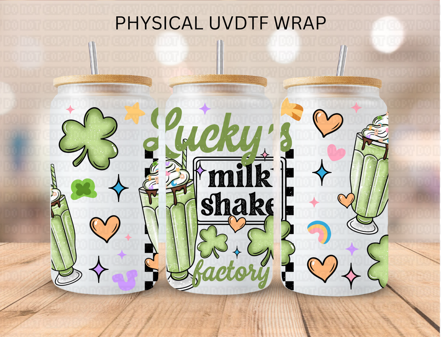 St Patrick's Lucky Milk Shake Factory - 16 oz / 20 oz Libby UV DTF Wrap