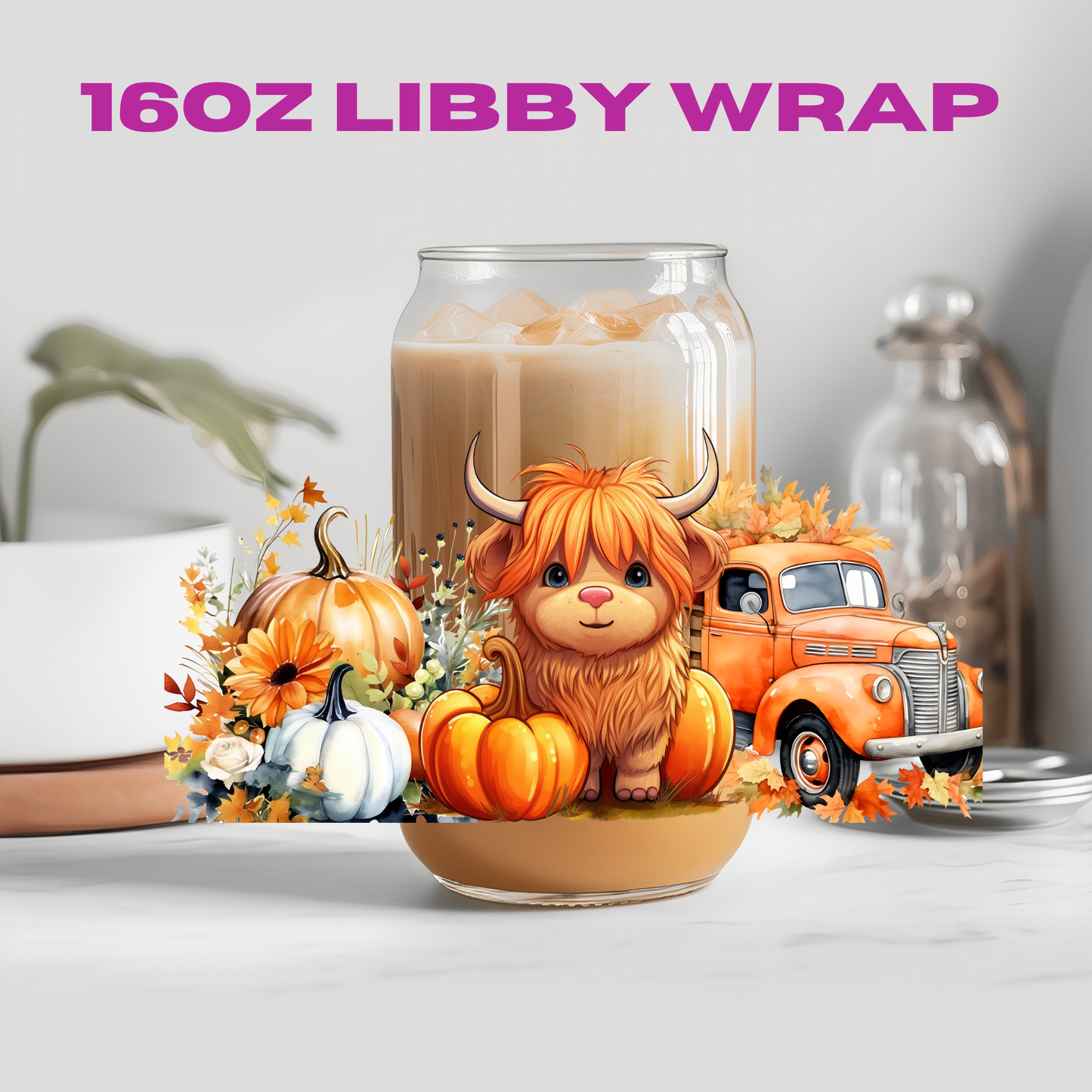 Fall Autumn Animal Truck Friends Collection - 16 oz / 20 oz Libby UV DTF Wrap