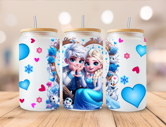 Ice Princess Heart Couple - 16 oz / 20 oz Libby UV DTF Wrap