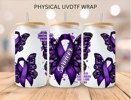 Purple Ribbon Survivor - 16 oz / 20 oz Libby UV DTF Wrap