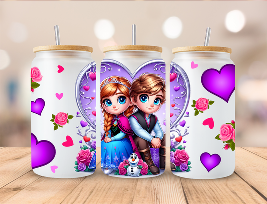 Ice Sister Princess Heart Couple - 16 oz / 20 oz Libby UV DTF Wrap