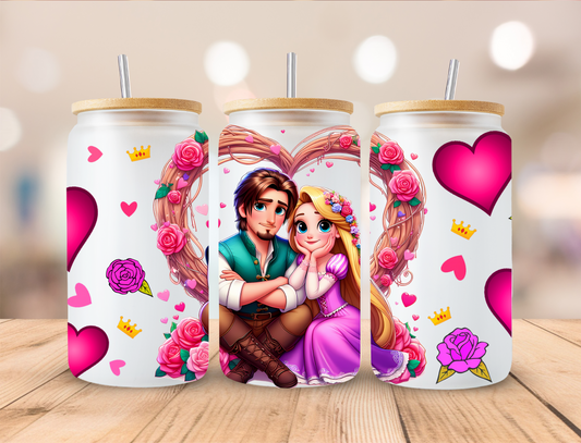 Tower Princess Heart Couple - 16 oz / 20 oz Libby UV DTF Wrap