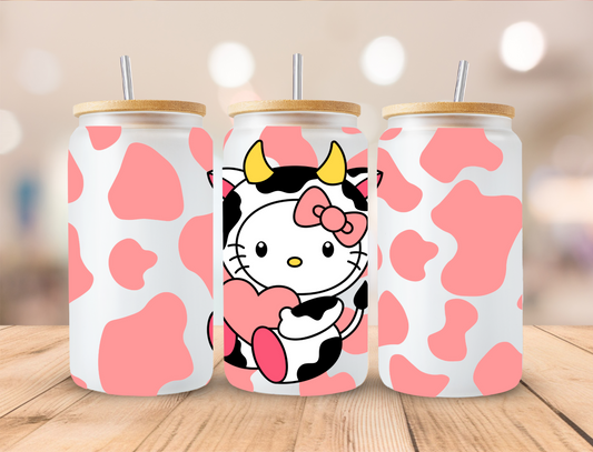 Valentines Milk Cow Kitty - 16 oz / 20 oz Libby UV DTF Wrap