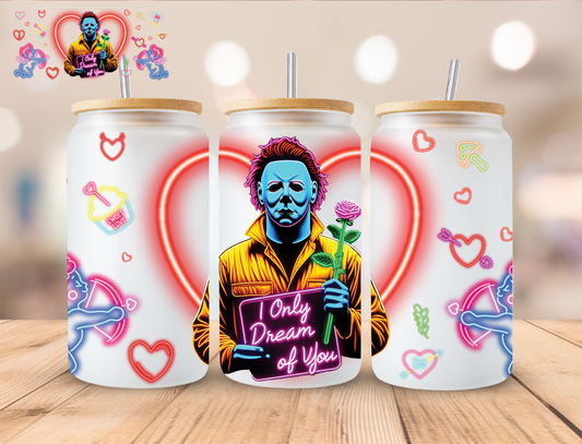Valentines Masked Horror - 16 oz / 20 oz Libby UV DTF Wrap EXCLUSIVE DESIGN