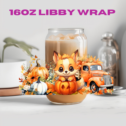 Fall Autumn Animal Truck Friends Collection - 16 oz / 20 oz Libby UV DTF Wrap