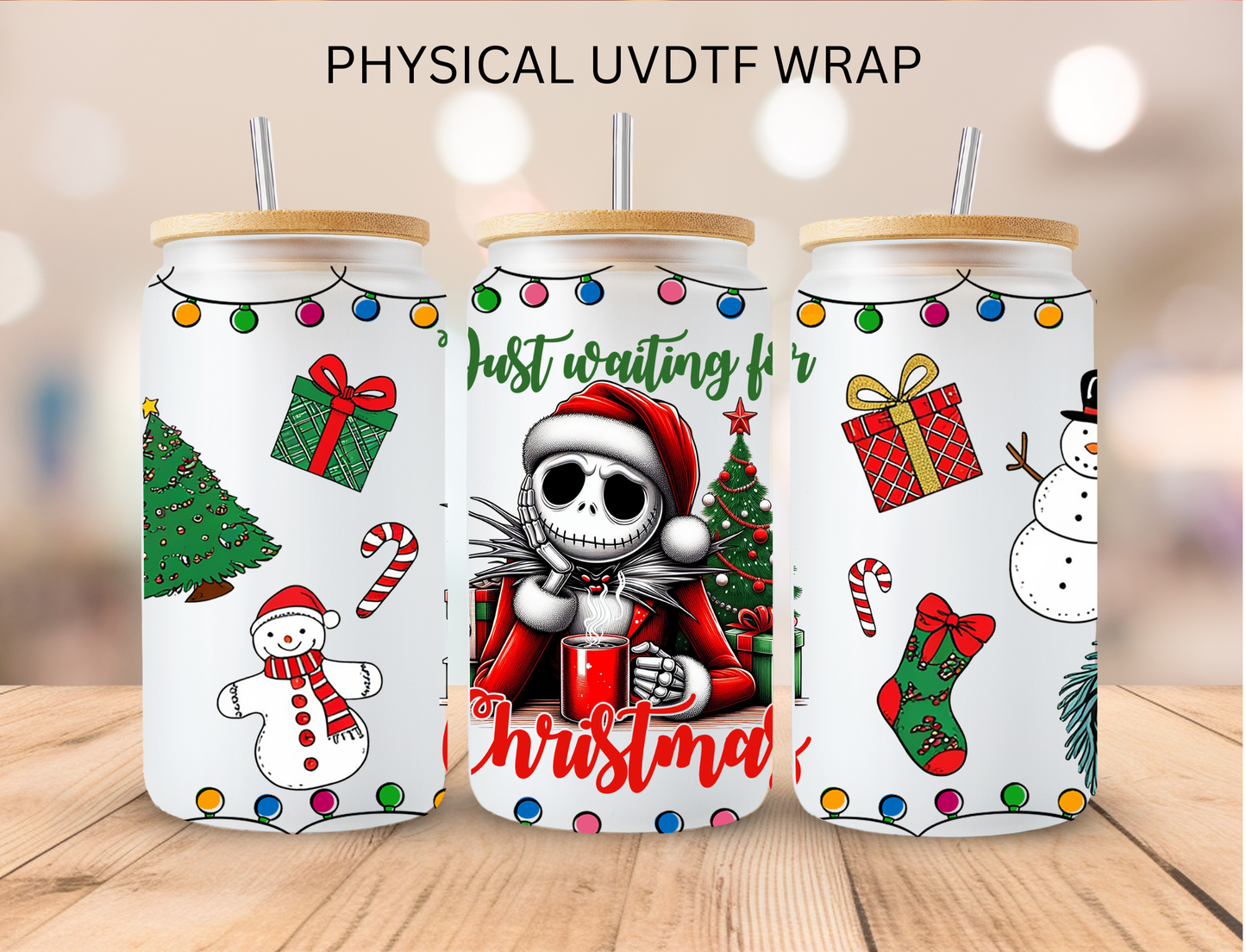 Just Waiting For Christmas Pumpkin King - 16 oz / 20 oz Libby UV DTF Wrap
