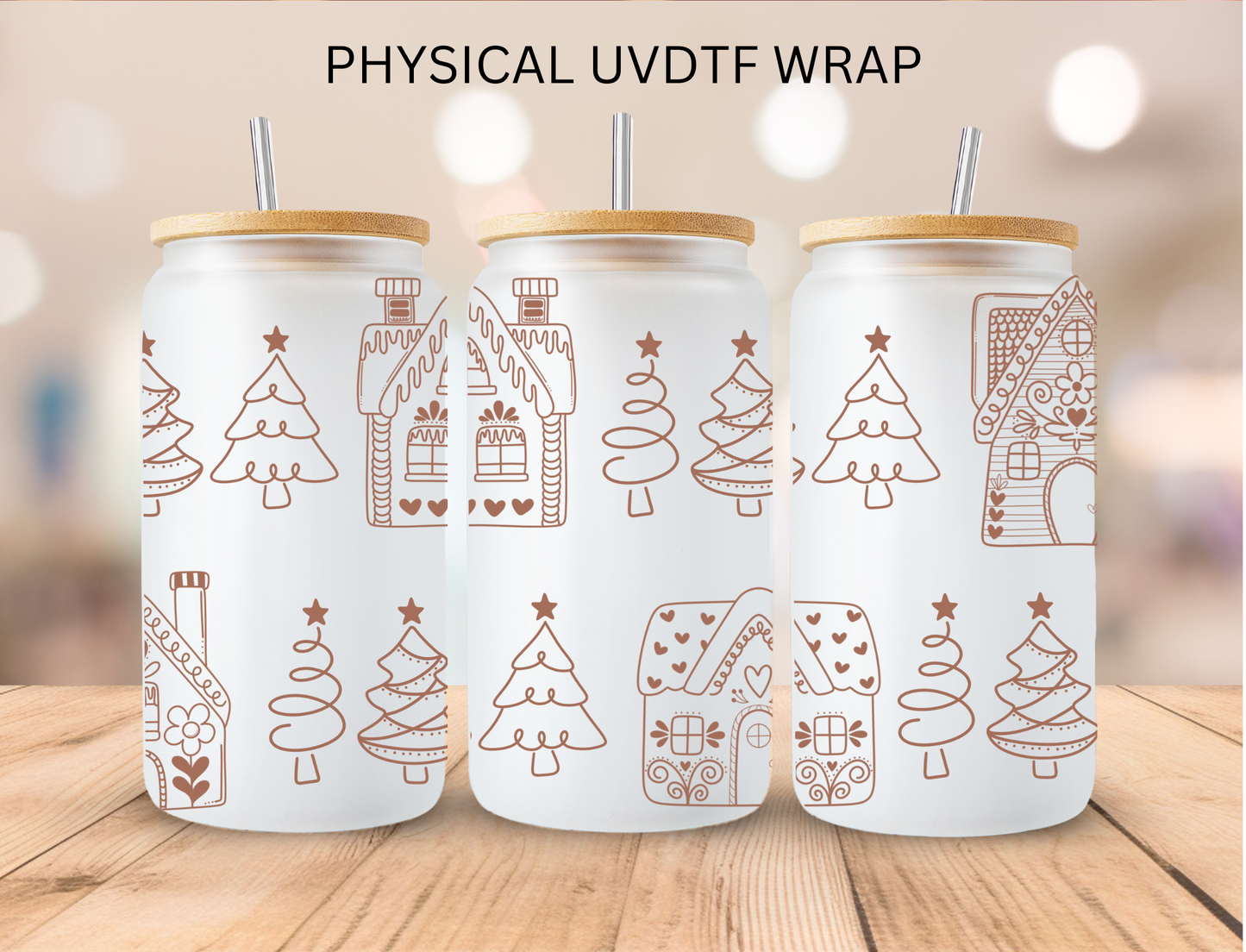 Christmas Silhouette - 16 oz / 20 oz Libby UV DTF Wrap