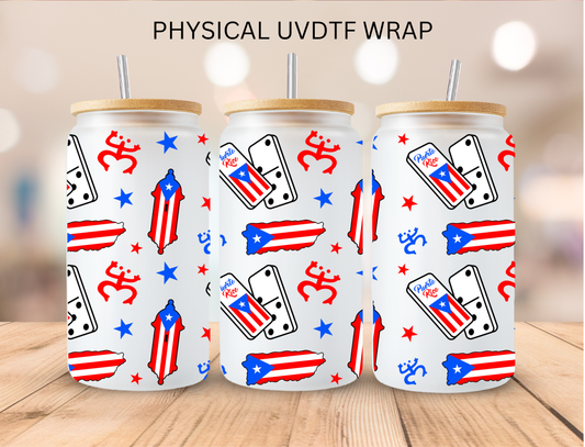 Puerto Rico Dominoes - 16 oz / 20 oz Libby UV DTF Wrap