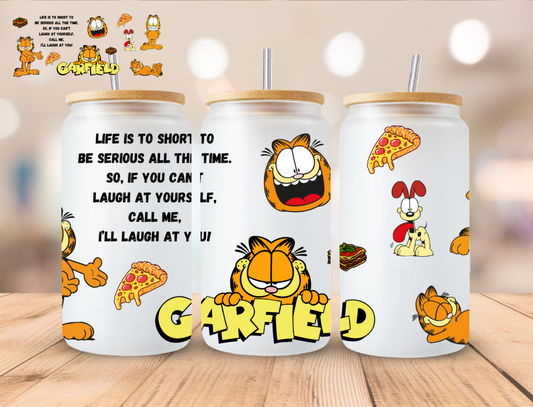 Orange Kitty Garfield - 16 oz / 20 oz Libby UV DTF Wrap