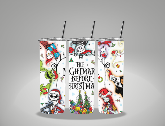 Nightmare Christmas - 20oz Skinny Tumbler / 25 Oz Glass Tumbler Wrap