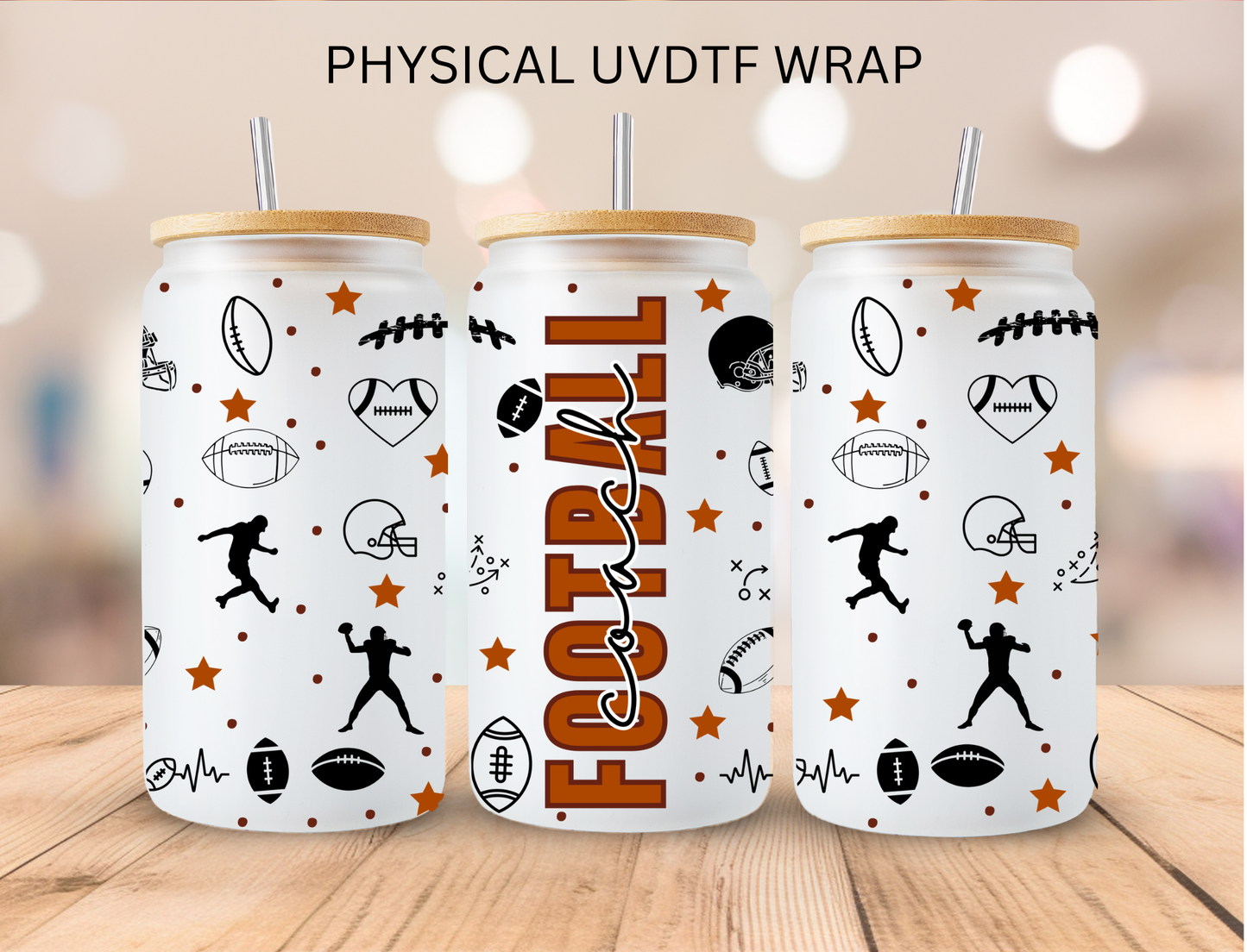 Football Coach - 16 oz / 20 oz Libby UV DTF Wrap