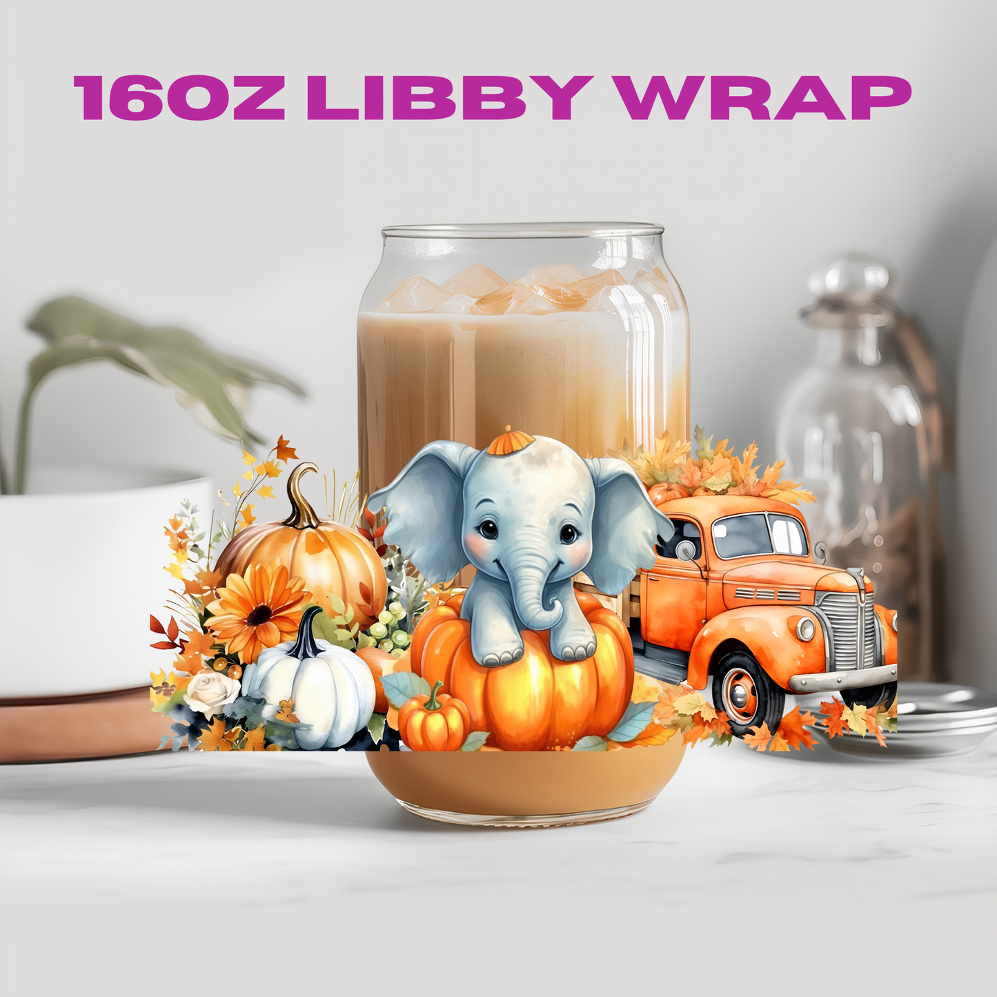 Fall Autumn Animal Truck Friends Collection - 16 oz / 20 oz Libby UV DTF Wrap