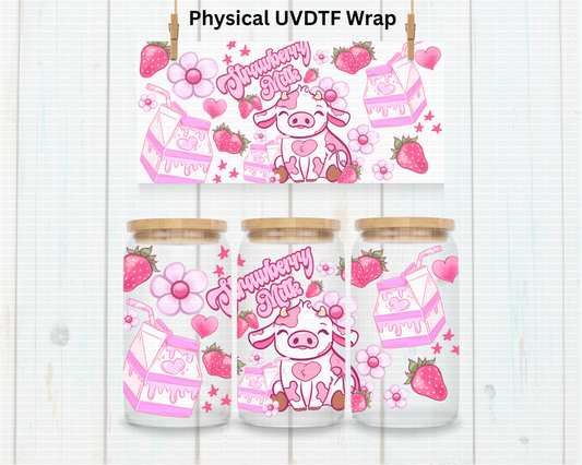 Strawberry Milk Cow - 16 oz / 20 oz Libby UV DTF
