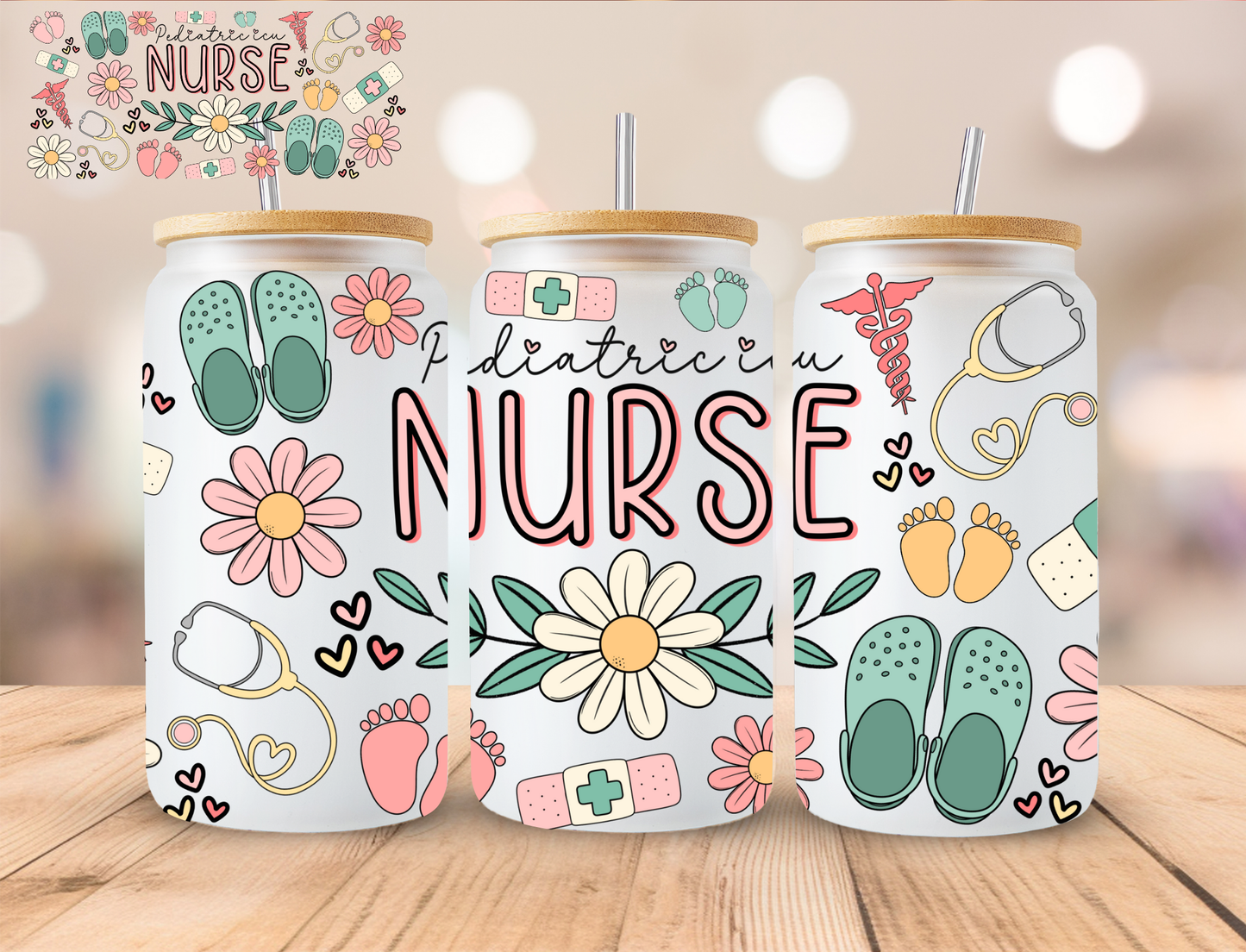 Pediatrician Nurse - 16 oz / 20 oz Libby UV DTF Wrap