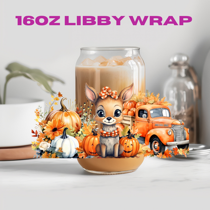 Fall Autumn Animal Truck Friends Collection - 16 oz / 20 oz Libby UV DTF Wrap