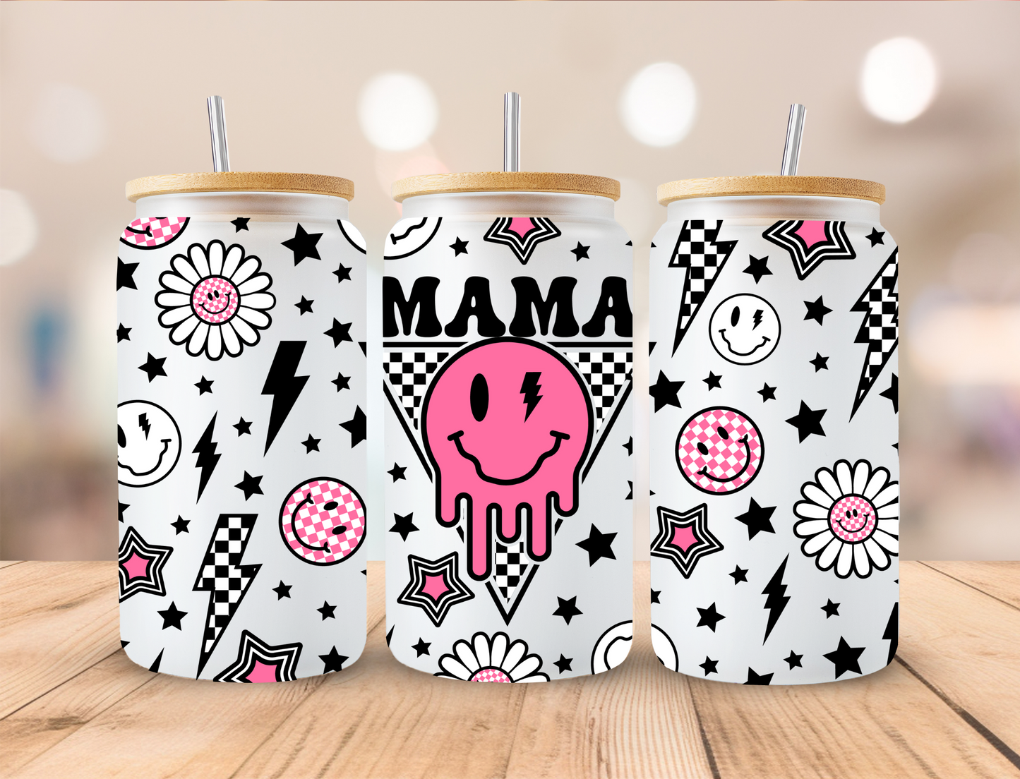 Retro Mama- 16 oz Libby UV DTF Wrap