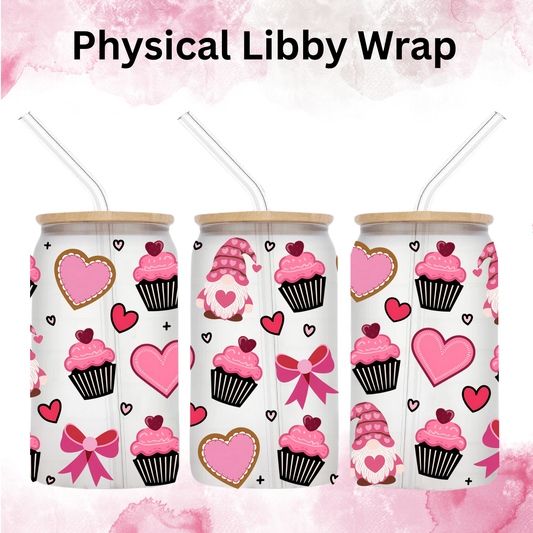 Valentines Cupcake Hearts Gnomes - 16 oz / 20 oz Libby UV DTF