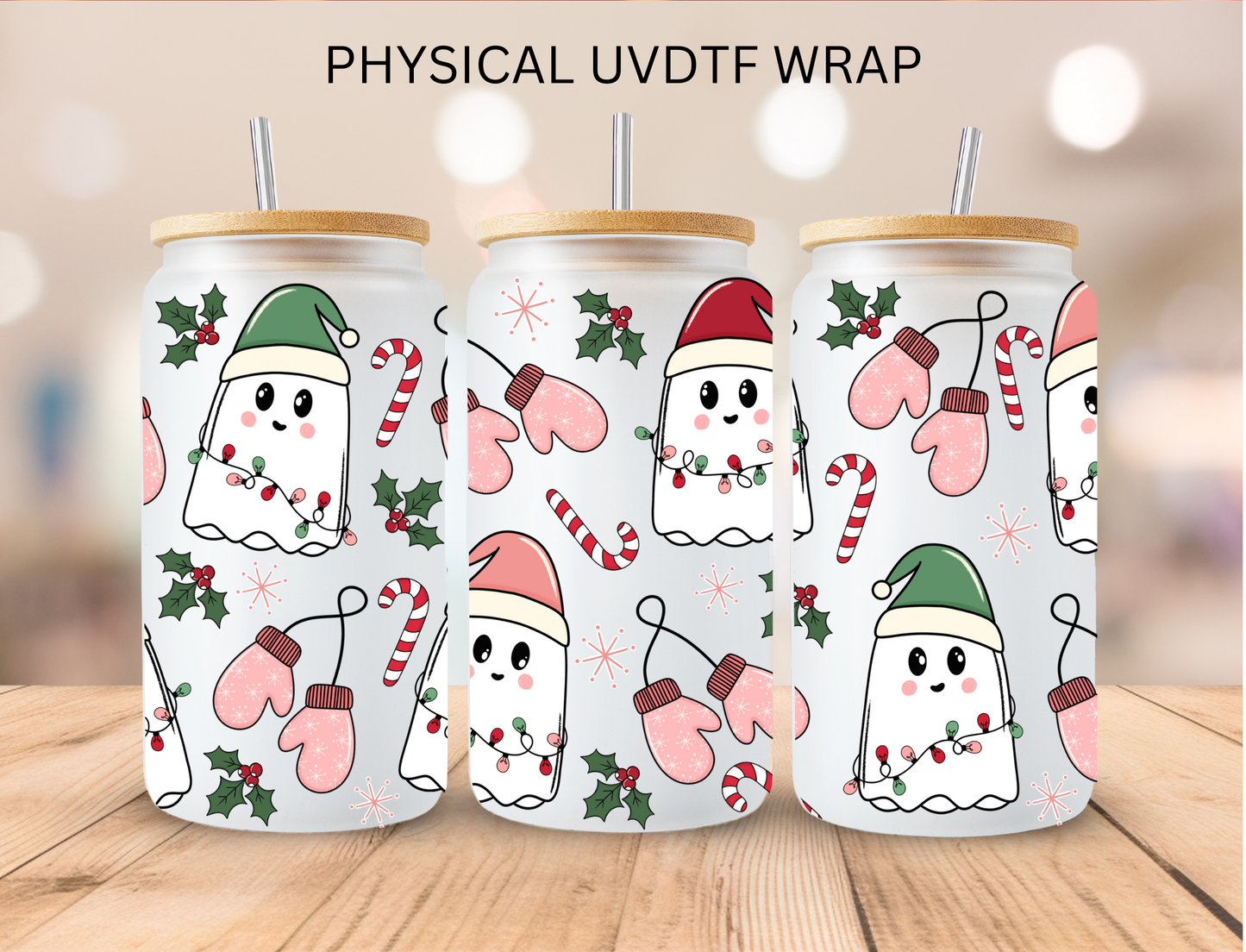 Christmas Ghosts - 16 oz / 20 oz Libby UV DTF Wrap