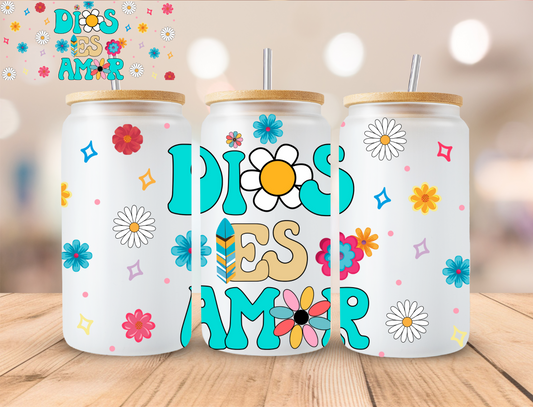 Spanish Floral Dos Es Amor - 16 oz / 20 oz Libby UV DTF Wrap