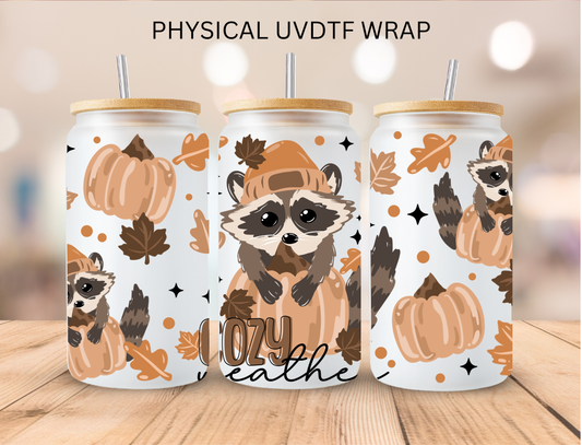 Raccoon Cozy Weather - 16 oz / 20 oz Libby UV DTF Wrap