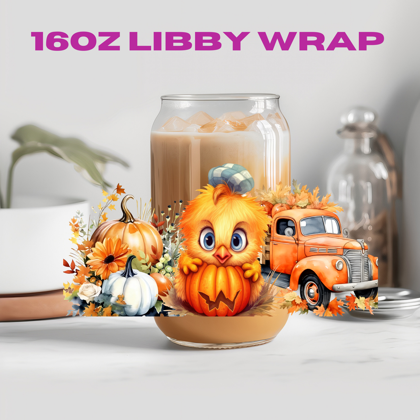 Fall Autumn Animal Truck Friends Collection - 16 oz / 20 oz Libby UV DTF Wrap