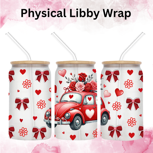 Valentines Red Beatle Bug - 16 oz / 20 oz Libby UV DTF