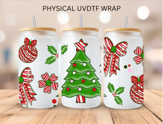 Christmas Tree And Bows - 16 oz / 20 oz Libby UV DTF Wrap